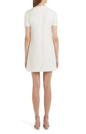 V Logo Pocket Wool & Silk Dress