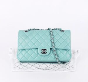 CHANEL TIFFANY BLUE LAMBSKIN MEDIUM CLASSIC HANDBAG