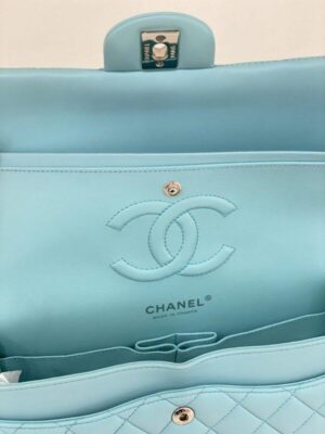 CHANEL TIFFANY BLUE LAMBSKIN MEDIUM CLASSIC HANDBAG