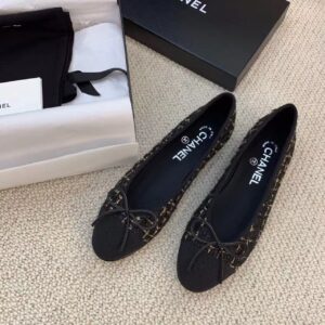 Chanel Ballerina Flats Tweed BlackGold For Women, Women’s Shoes G02819 K4311 PR-322584