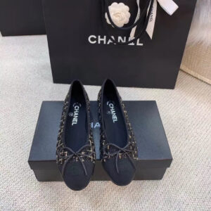 Chanel Ballerina Flats Tweed BlackGold For Women, Women’s Shoes G02819 K4311 PR-322584