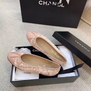 Chanel Ballerina Flats Tweed and Grosgrain Light Pink For Women, Women’s Shoes G02819 PR-947467