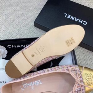 Chanel Ballerina Flats Tweed and Grosgrain PinkGold For Women, Women’s Shoes G02819 PR-622778