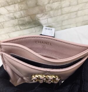 Chanel CO-CO 19 Card Holder Wallet 11cm/4.3in Gold Toned Hardware For Women Pink