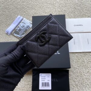 Chanel CO-CO Card Holder 11cm/4.3in Black Hardware For Women Black