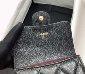 Chanel CO-CO Classic Card Holder 11cm/4.4in Gold Hardware For Women Black