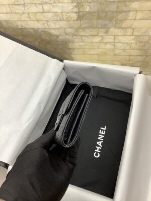 Chanel CO-CO Classic Card Holder 11cm/4.4in Silver Hardware For Women Black AP0214 Y01480 C3906