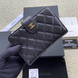 Chanel CO-CO Flap Wallet 15cm/5.9in Gold Hardware For Women Black