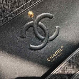 Chanel Chevron Classic Handbag Gold Toned Hardware Black For Women, Bags, Shoulder And Crossbody Bags 10.2in/26cm