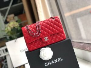 Chanel Classic HandBag Red For Women 9.9in/25.5cm A01112