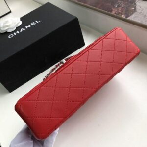 Chanel Classic HandBag Red For Women 9.9in/25.5cm A01112