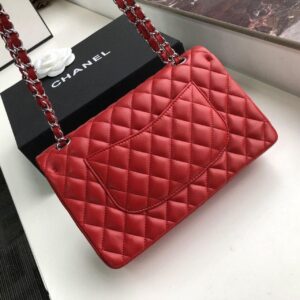 Chanel Classic HandBag Red For Women 9.9in/25.5cm A01112