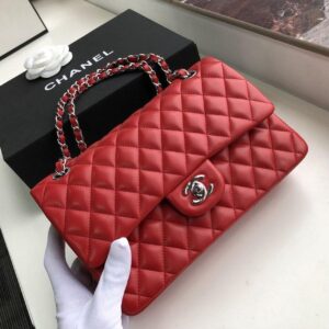 Chanel Classic HandBag Red For Women 9.9in/25.5cm A01112