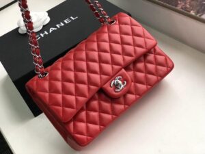 Chanel Classic HandBag Red For Women 9.9in/25.5cm A01112