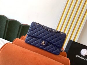 Chanel Classic Handbag Navy Blue For Women, Women’s Bags, Flag bag Shoulder And Crossbody Bags 10.2in/26cm A01112