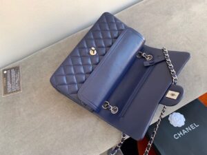 Chanel Classic Handbag Navy Blue For Women, Women’s Bags, Flag bag Shoulder And Crossbody Bags 10.2in/26cm A01112