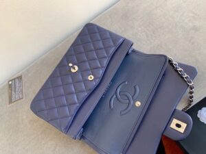 Chanel Classic Handbag Navy Blue For Women, Women’s Bags, Flag bag Shoulder And Crossbody Bags 10.2in/26cm A01112