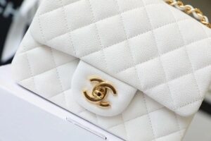 Chanel Classic Mini Flap Bag Golden Hardware White For Women 6.6in/17cm A35200