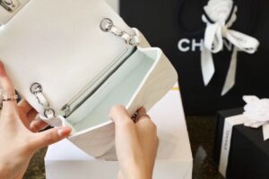 Chanel Classic Mini Flap Bag Silver Hardware White For Women 6.6in/17cm A35200