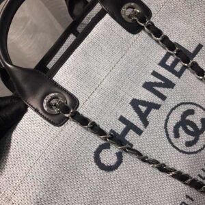 Chanel Deauville Tote Canvas Bag Light Grey For Women, Women’s Handbags, Shoulder Bags 15in/38cm A66941