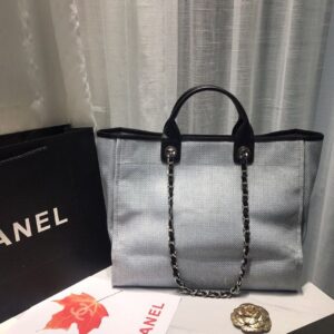 Chanel Deauville Tote Canvas Bag Light Grey For Women, Women’s Handbags, Shoulder Bags 15in/38cm A66941