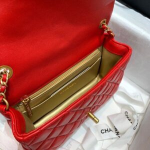 Chanel Flap Bag With CC Ball On Strap Red For Women, Women’s Handbags, Shoulder And Crossbody Bags 7.8in/20cm AS1787