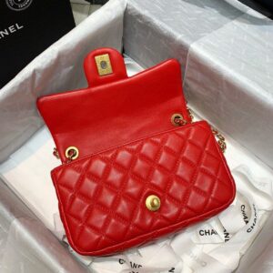 Chanel Flap Bag With CC Ball On Strap Red For Women, Women’s Handbags, Shoulder And Crossbody Bags 7.8in/20cm AS1787