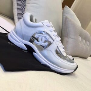 Chanel Lowtop Sneakers WhiteGrey For Women, Women’s Shoes 0.6in1.5cm G39066 PR-531324