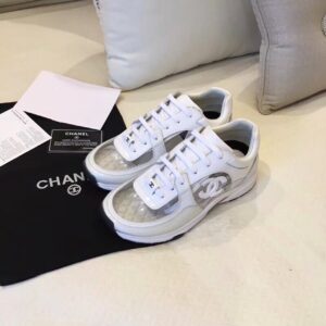 Chanel Lowtop Sneakers WhiteGrey For Women, Women’s Shoes 0.6in1.5cm G39066 PR-531324