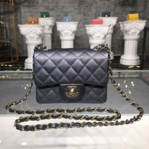 Chanel Mini Flap Bag Caviar Black For Women, Women’s Bags, Shoulder And Crossbody Bags 6.7in/17cm A35200