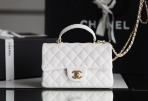 Chanel Mini Flapbag With Top Handle White For Women 7.8in/20cm