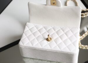 Chanel Mini Flapbag With Top Handle White For Women 7.8in/20cm