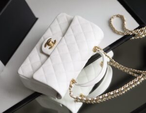 Chanel Mini Flapbag With Top Handle White For Women 7.8in/20cm