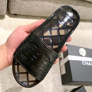 Chanel Mule Glossy Transparent CC Logo PVC Black For Women, Women’s Shoes PR-128727