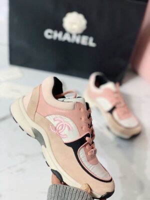 Chanel Nylon Trainer Sneakers Light PinkWhite For Women, Women’s Shoes PR-790500