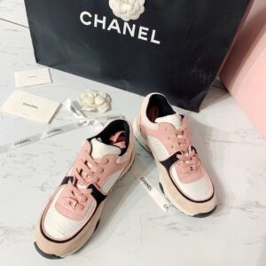 Chanel Nylon Trainer Sneakers Light PinkWhite For Women, Women’s Shoes PR-790500