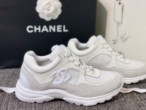 Chanel Nylon Trainer Sneakers WhiteBeige For Women, Women’s Shoes PR-359654