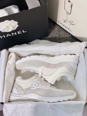 Chanel Nylon Trainer Sneakers WhiteBeige For Women, Women’s Shoes PR-359654