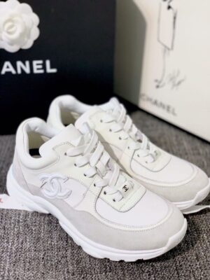 Chanel Nylon Trainer Sneakers WhiteBeige For Women, Women’s Shoes PR-359654