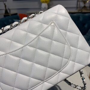 Chanel Small Classic Handbag Silver Hardware White For Women, Women’s Bags, Shoulder And Crossbody Bags 7.8in/20cm A01113