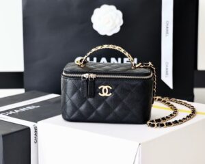 Chanel Small Vanity Case Black For Women 6.7in/17cm AS3171