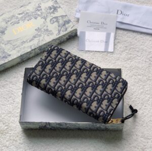 Christan Dior Zipped Long Wallet Beige and Black Dior Oblique Jacquard Women’s Wallet 8in/20cm CD 2ESBC252YSE_H05E