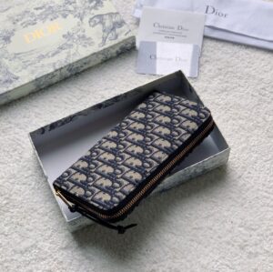 Christan Dior Zipped Long Wallet Beige and Black Dior Oblique Jacquard Women’s Wallet 8in/20cm CD 2ESBC252YSE_H05E