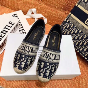 Christian Dior Granville Espadrille Black Dior Oblique Embroidered Cotton Black For Women CD PR-586640