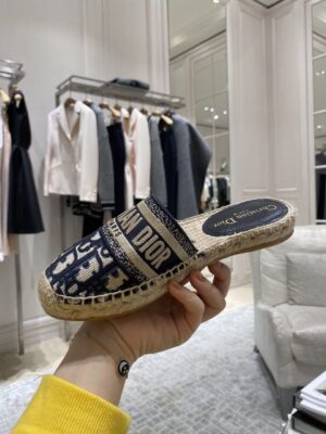 Christian Dior Granville Espadrille Deep Blue Dior Oblique Embroidered Cotton Blue For Women CD PR-322262