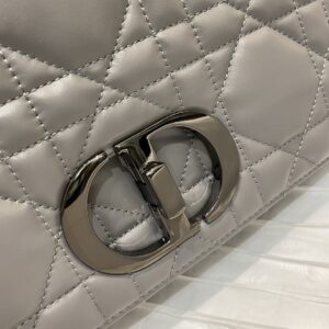 Christian Dior Large Dior Caro Bag Grey Padded Macrocannage, Dark Grey, For Women Handbags, Crossbody Bags, 28cm CD