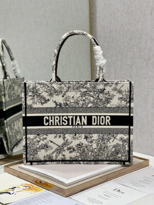 Christian Dior Medium Dior Book Tote Blue Toile de Jouy Flowers Embroidery, BlueWhite, For Women Womenâ€™s Handbags, Shoulder Bags, 36cm CD 10020189