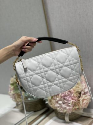 Christian Dior Medium Dior Vibe Hobo Bag White Cannage, White, For Women Women’s Handbags, Crossbody Bags, 30cm CD M7201ONOA_M879