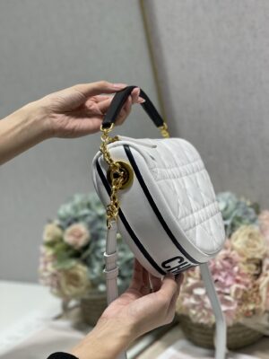 Christian Dior Medium Dior Vibe Hobo Bag White Cannage, White, For Women Women’s Handbags, Crossbody Bags, 30cm CD M7201ONOA_M879