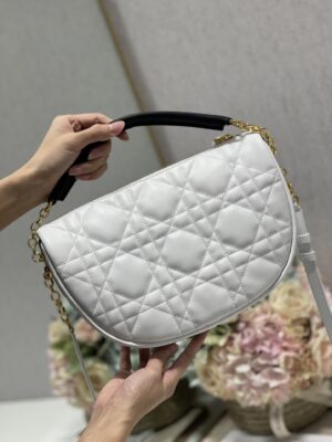 Christian Dior Medium Dior Vibe Hobo Bag White Cannage, White, For Women Women’s Handbags, Crossbody Bags, 30cm CD M7201ONOA_M879